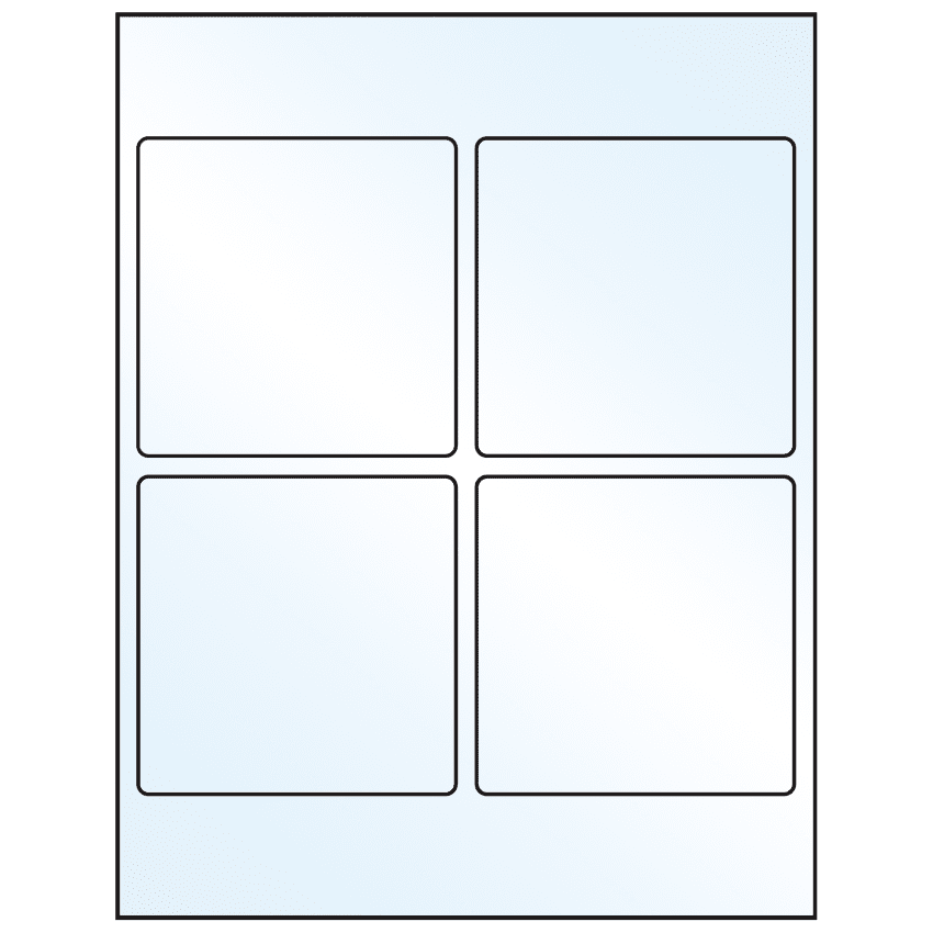 3.875" x 3.875" White Mid Gloss Square Sheet Labels