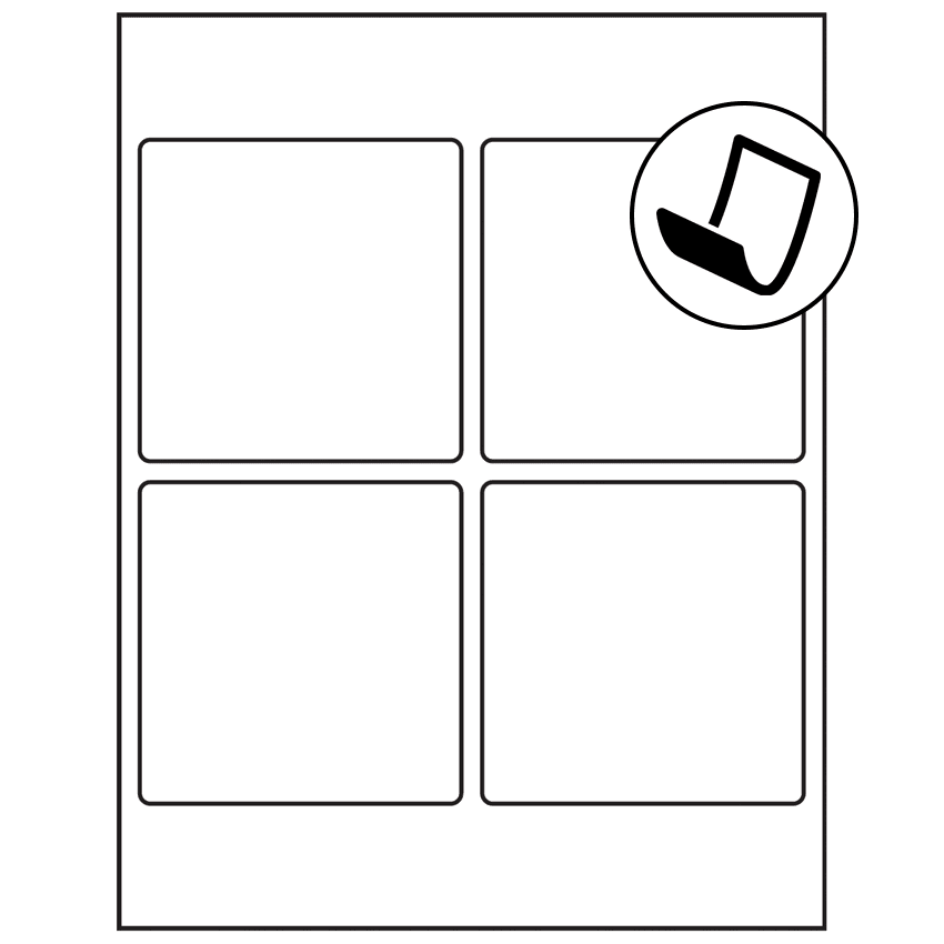 3.875" x 3.875" Blockout Square Sheet Labels