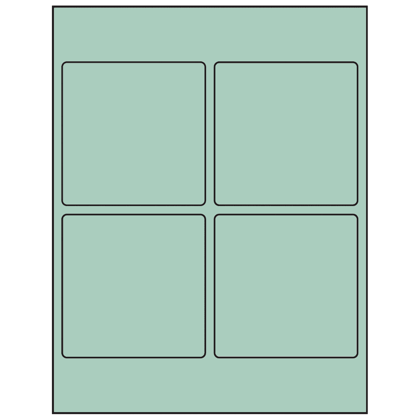 3.875" x 3.875" Pastel Green Square Sheet Labels