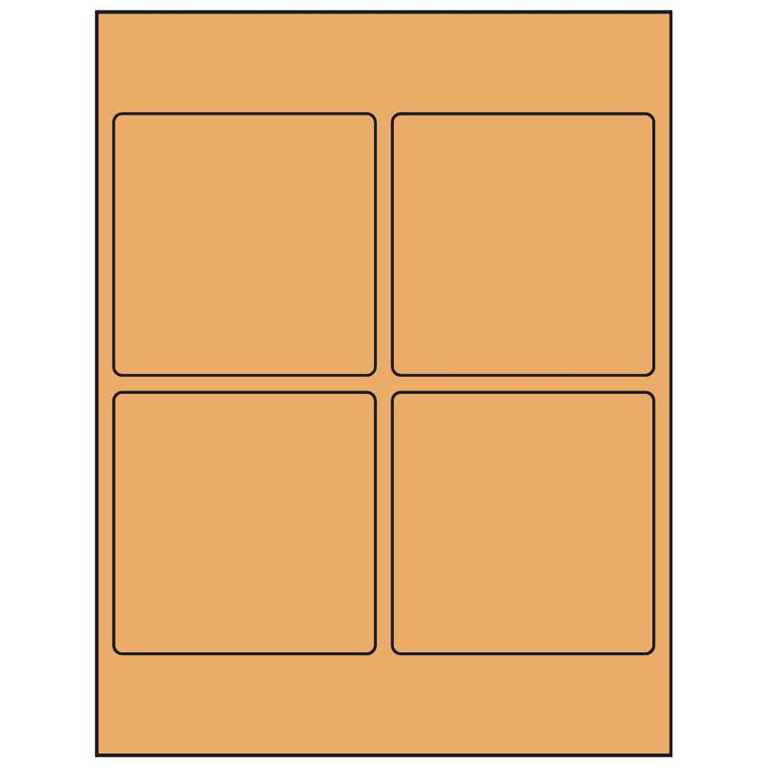 3.875" x 3.875" Pastel Orange Square Sheet Labels