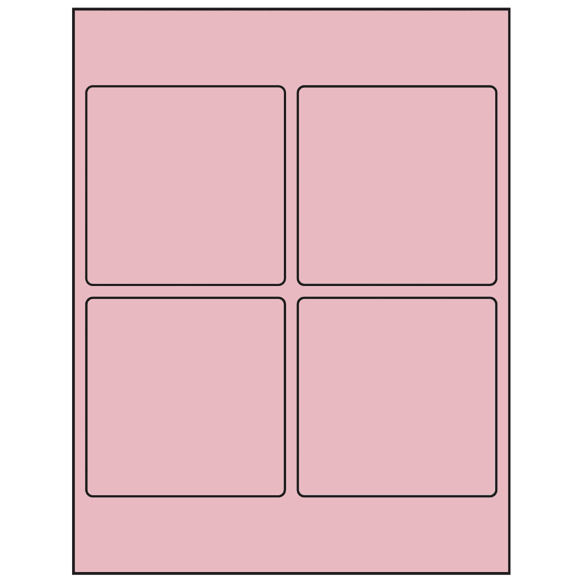 3.875" x 3.875" Pastel Pink Square Sheet Labels