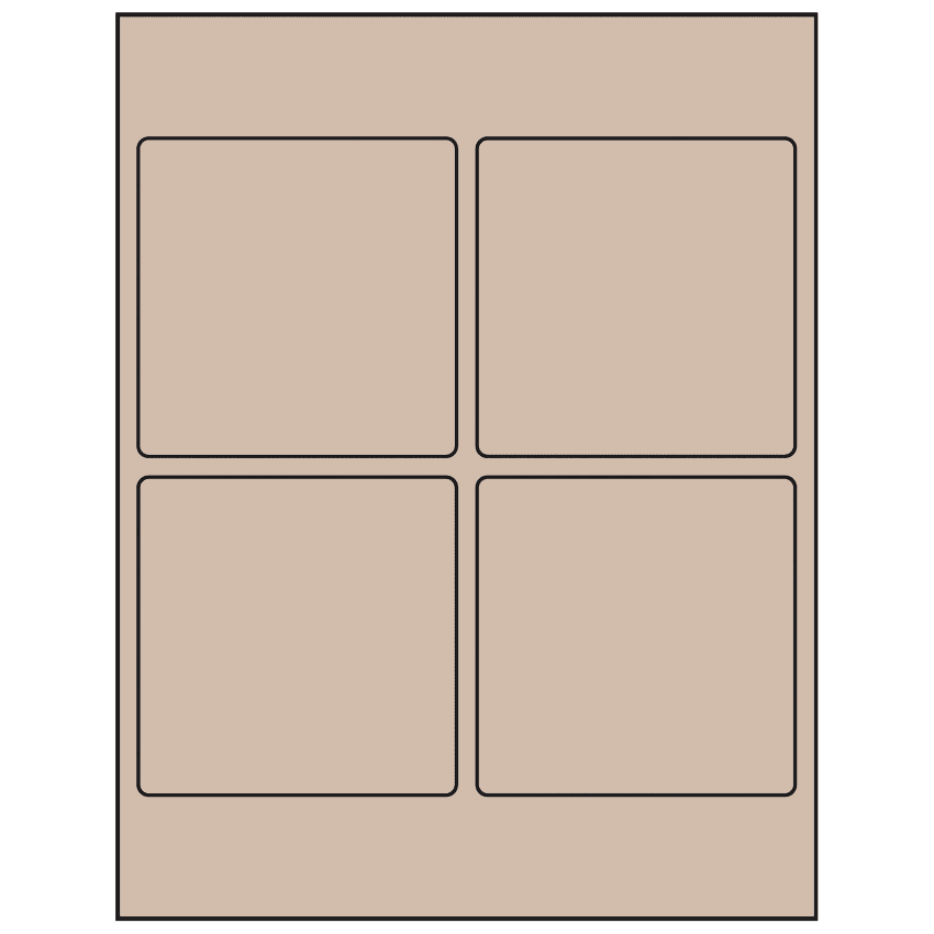 3.875" x 3.875" Pastel Tan Square Sheet Labels