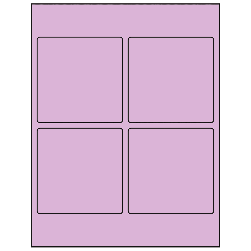3.875" x 3.875" Pastel Purple Square Sheet Labels