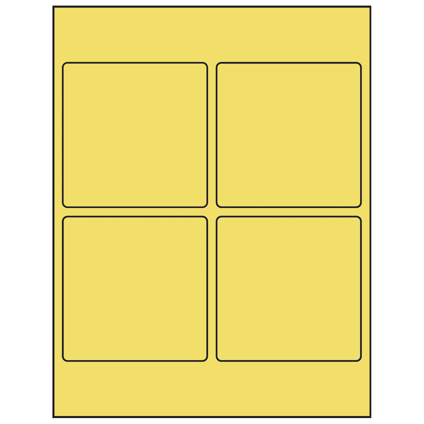 3.875" x 3.875" Pastel Yellow Square Sheet Labels