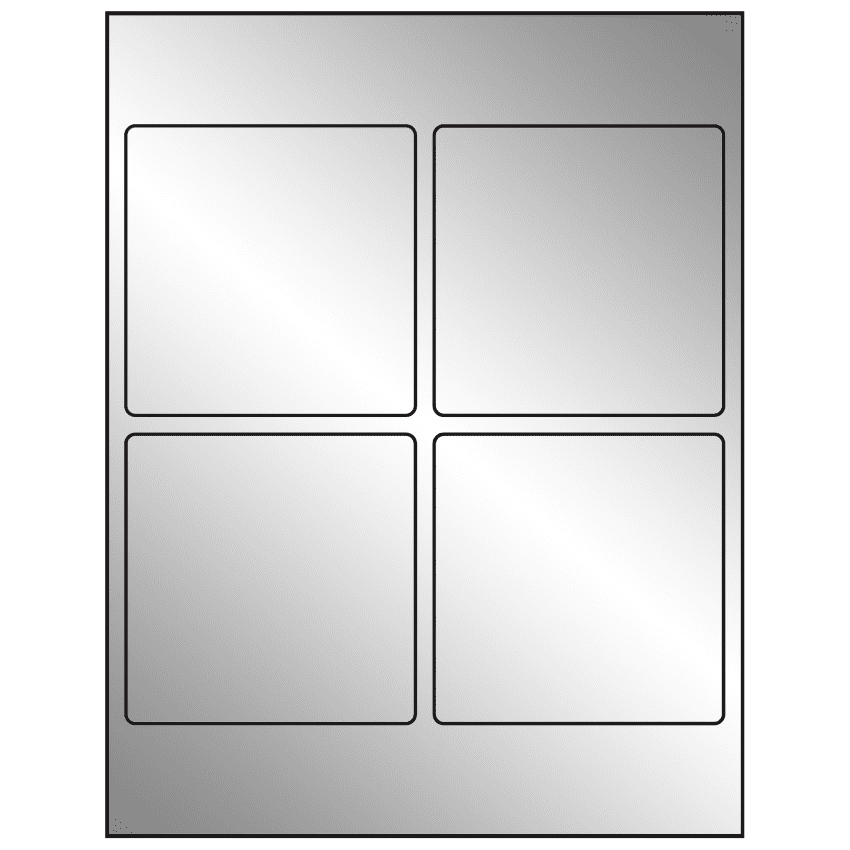 3.875" x 3.875" Silver Foil Square Sheet Labels