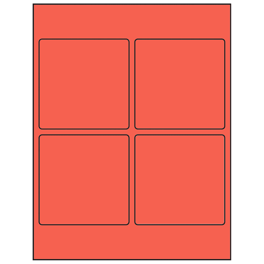 3.875" x 3.875" Red Square Sheet Labels