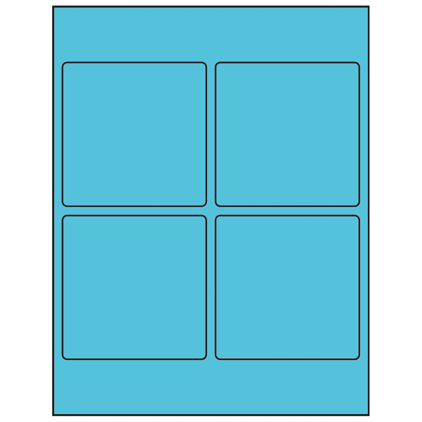 3.875" x 3.875" Turquoise Square Sheet Labels