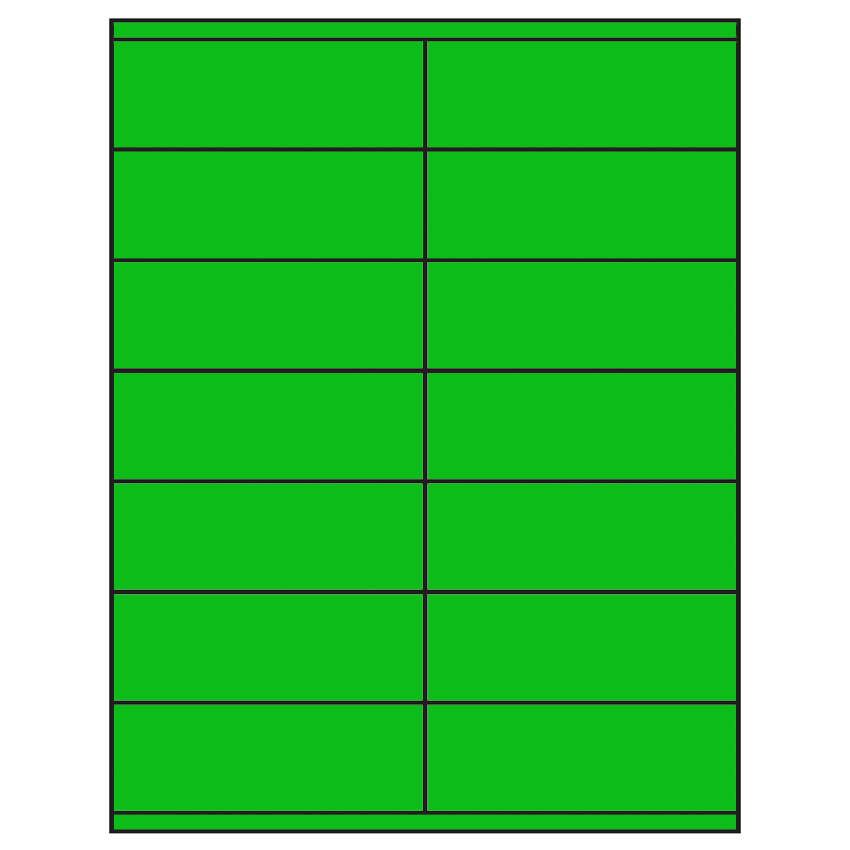 4.25" x 1.5" Fluorescent Green Rectangular Sheet Labels