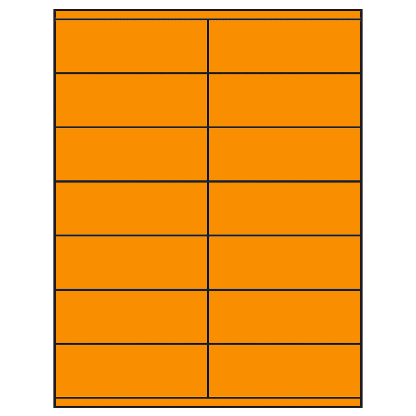 4.25" x 1.5" Fluorescent Orange Rectangular Sheet Labels