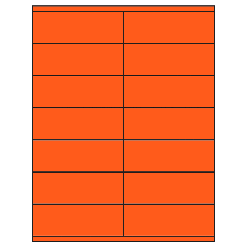 4.25" x 1.5" Fluorescent Red Rectangular Sheet Labels