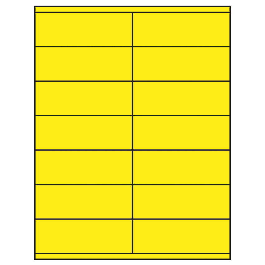 4.25" x 1.5" Fluorescent Yellow Rectangular Sheet Labels