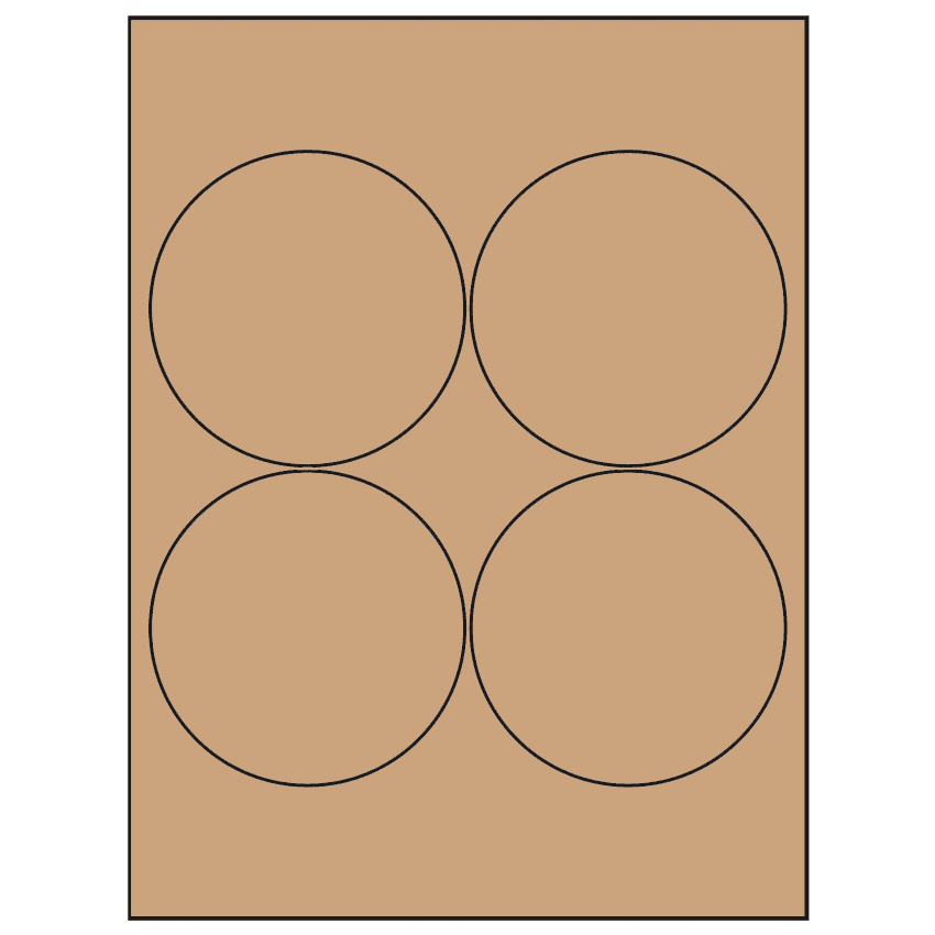 3.9375" Brown Kraft Circular Sheet Labels