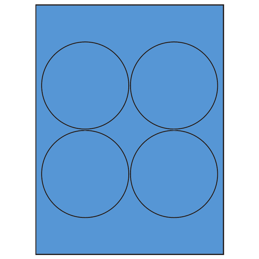 3.9375" Fluorescent Blue Circular Sheet Labels