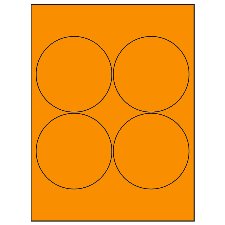3.9375" Fluorescent Orange Circular Sheet Labels