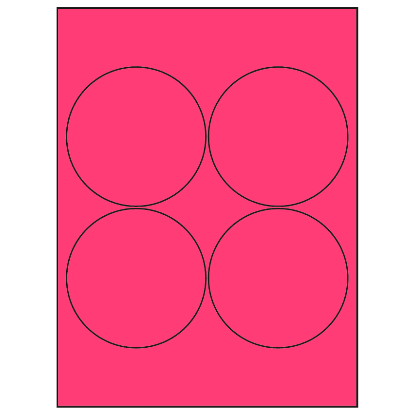 3.9375" Fluorescent Pink Circular Sheet Labels