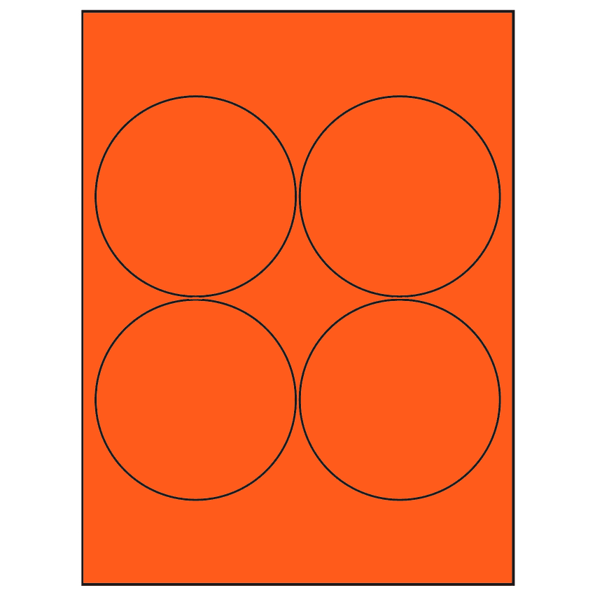 3.9375" Fluorescent Red Circular Sheet Labels