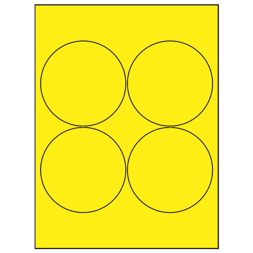 3.9375" Fluorescent Yellow Circular Sheet Labels