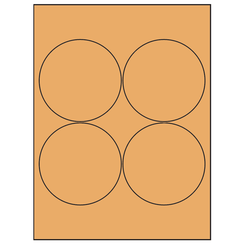 3.9375" Pastel Orange Circular Sheet Labels