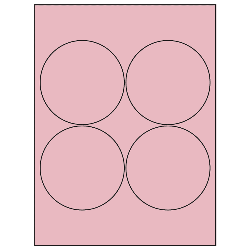 3.9375" Pastel Pink Circular Sheet Labels