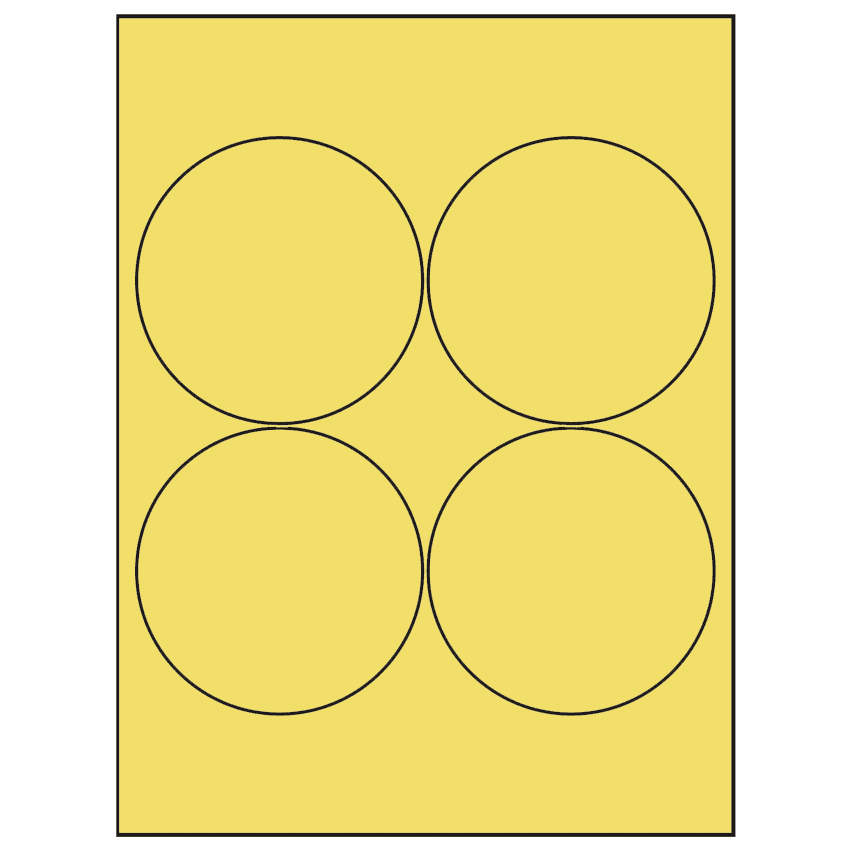 3.9375" Pastel Yellow Circular Sheet Labels