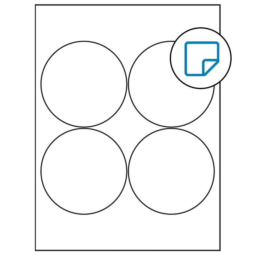 3.9375" White Circular Sheet Labels - Removable Adhesive
