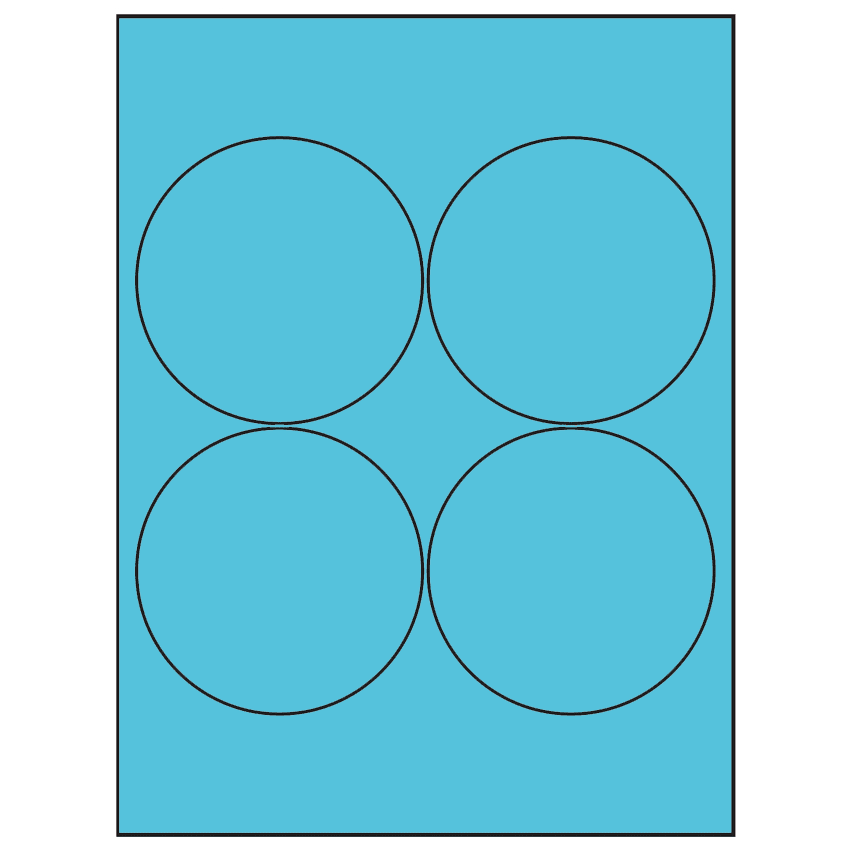 3.9375" Turquoise Circular Sheet Labels