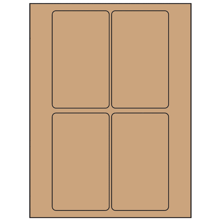 3" x 5" Brown Kraft Rectangular Sheet Labels