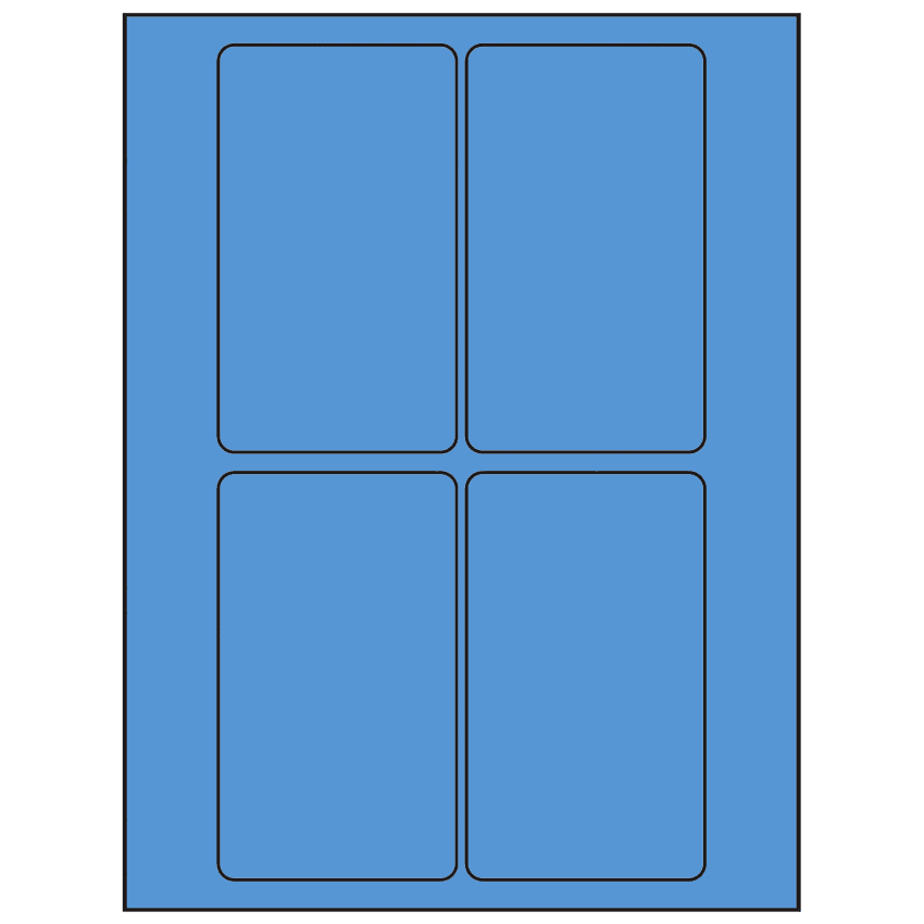 3" x 5" Fluorescent Blue Rectangular Sheet Labels