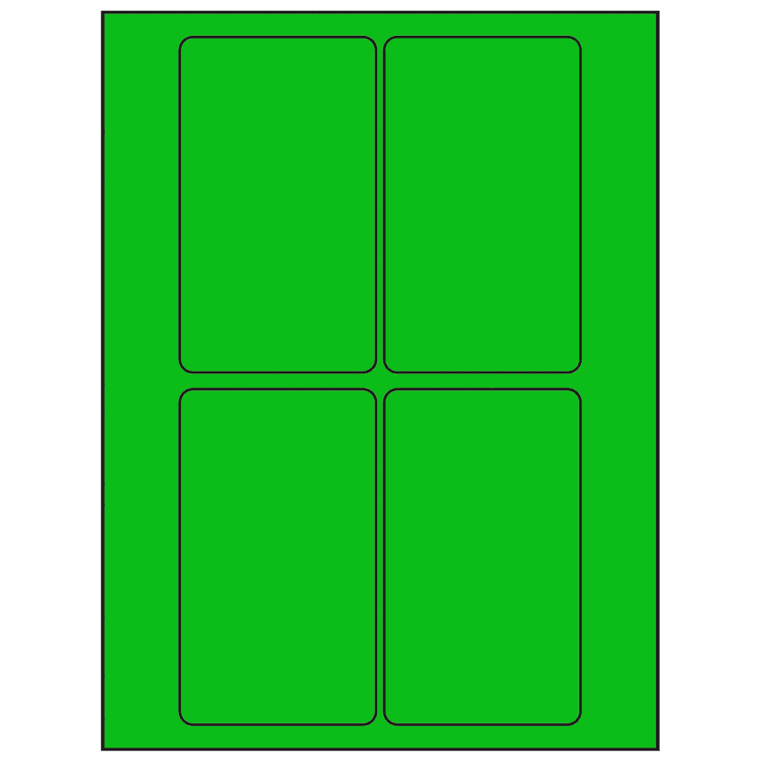 3" x 5" Fluorescent Green Rectangular Sheet Labels