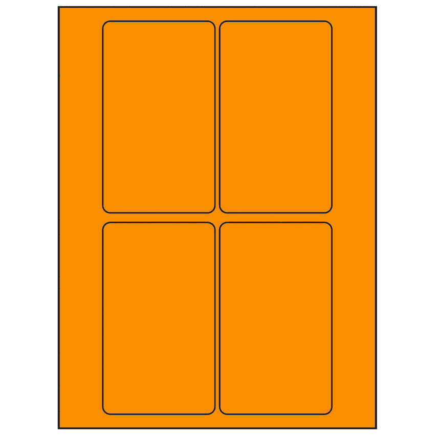 3" x 5" Fluorescent Orange Rectangular Sheet Labels