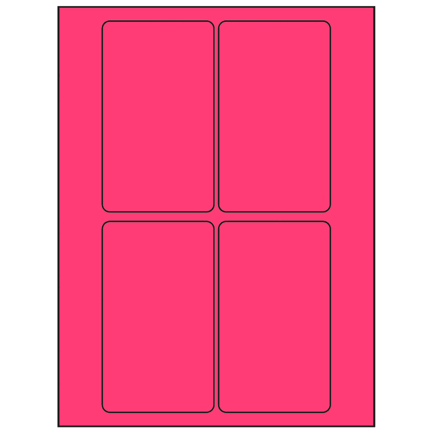 3" x 5" Fluorescent Pink Rectangular Sheet Labels