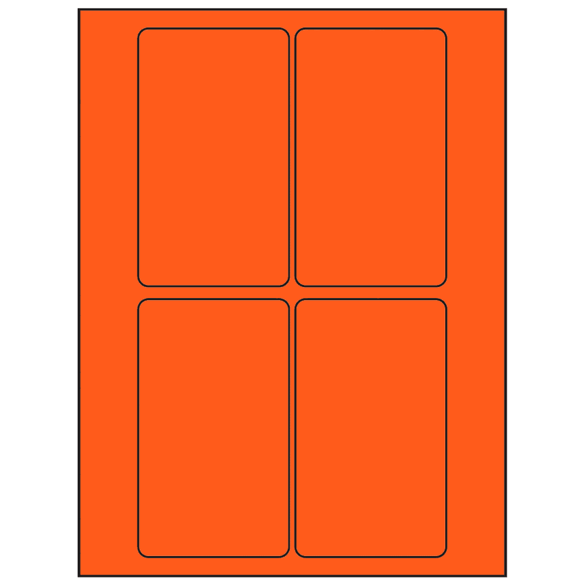 3" x 5" Fluorescent Red Rectangular Sheet Labels