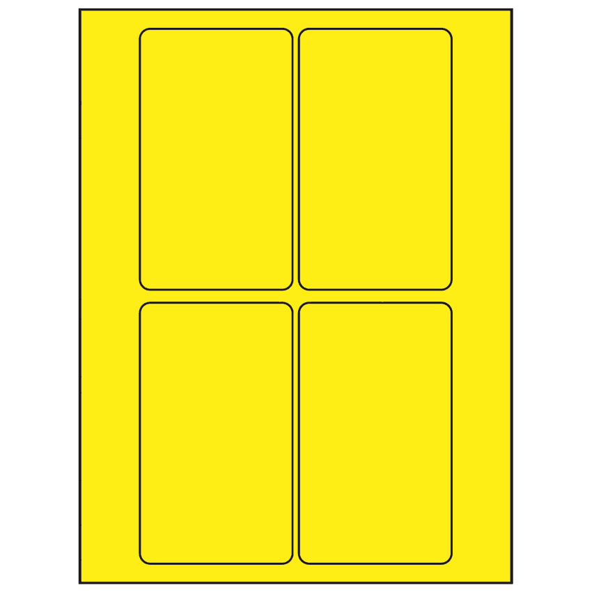 3" x 5" Fluorescent Yellow Rectangular Sheet Labels