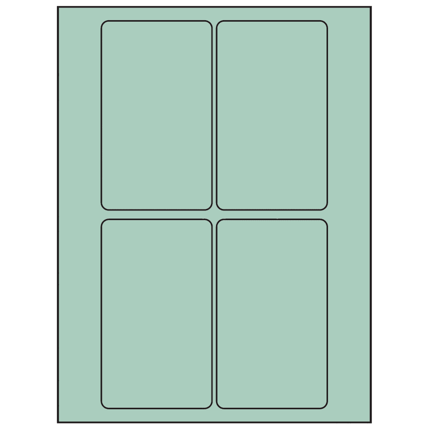 3" x 5" Pastel Green Rectangular Sheet Labels