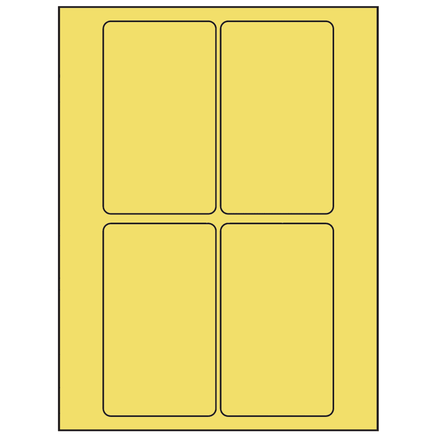 3" x 5" Pastel Yellow Rectangular Sheet Labels