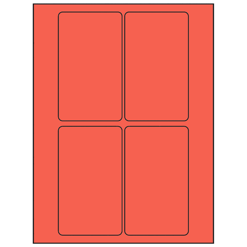 3" x 5" Red Rectangular Sheet Labels