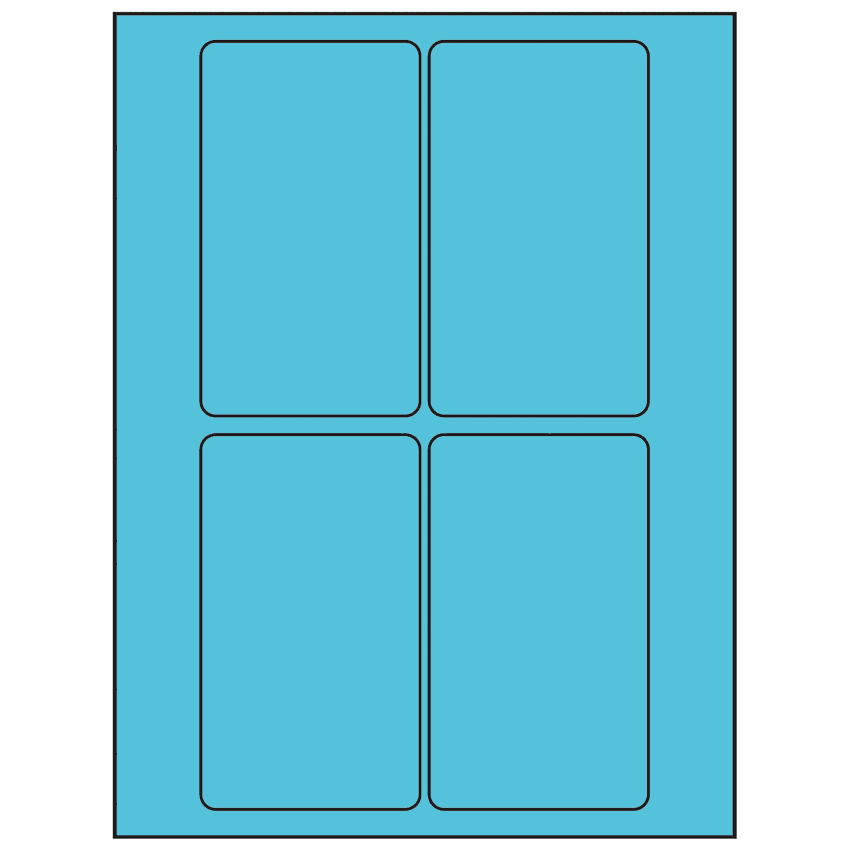 3" x 5" Turquoise Rectangular Sheet Labels