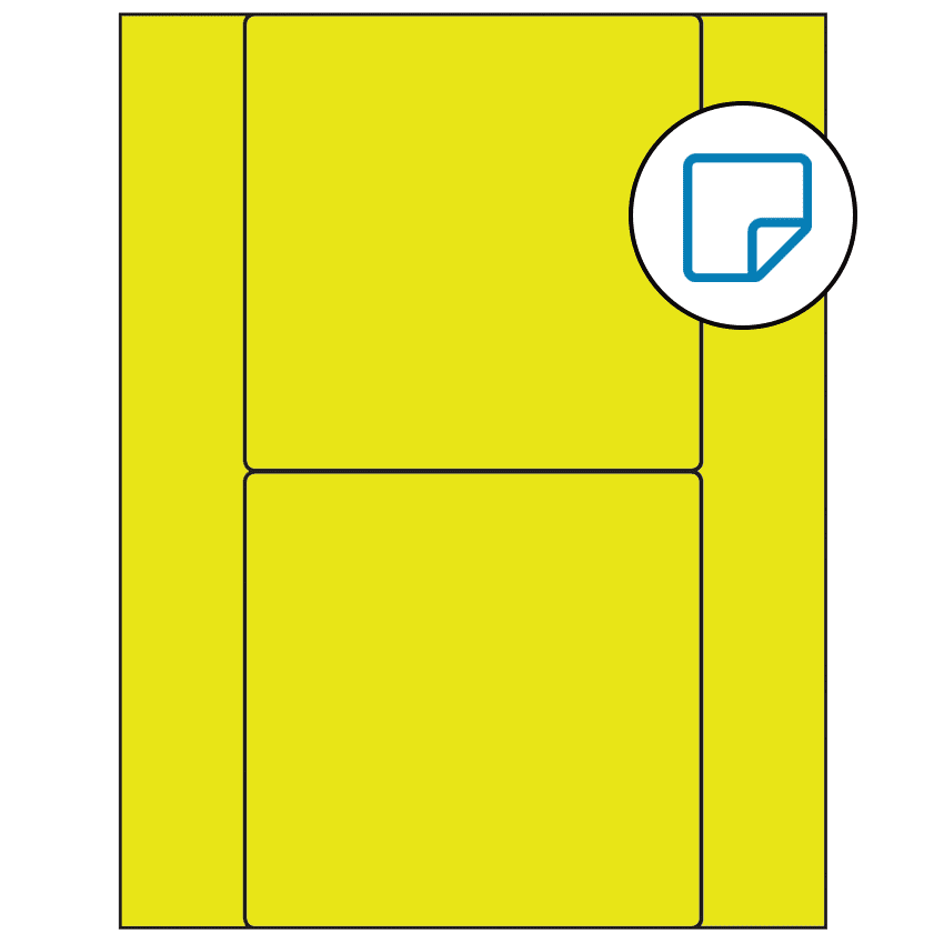 5.5" x 5.5" Fluorescent Yellow Square Sheet Labels - Removable Adhesive