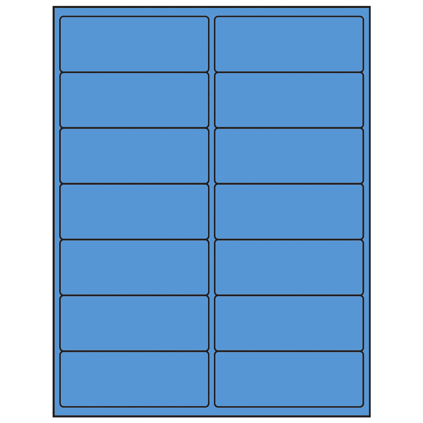 4" x 1.5" Fluorescent Blue Rectangular Sheet Labels