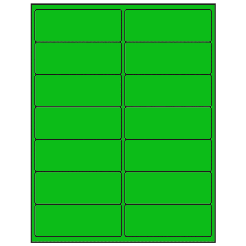 4" x 1.5" Fluorescent Green Rectangular Sheet Labels