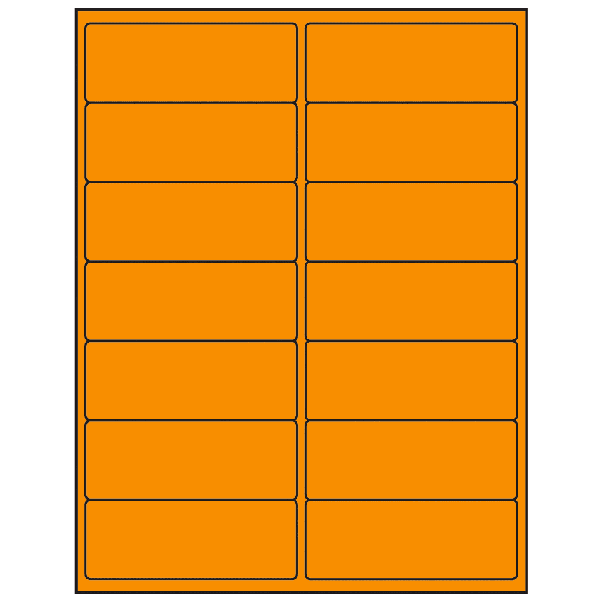 4" x 1.5" Fluorescent Orange Rectangular Sheet Labels