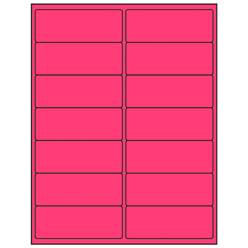 4" x 1.5" Fluorescent Pink Rectangular Sheet Labels