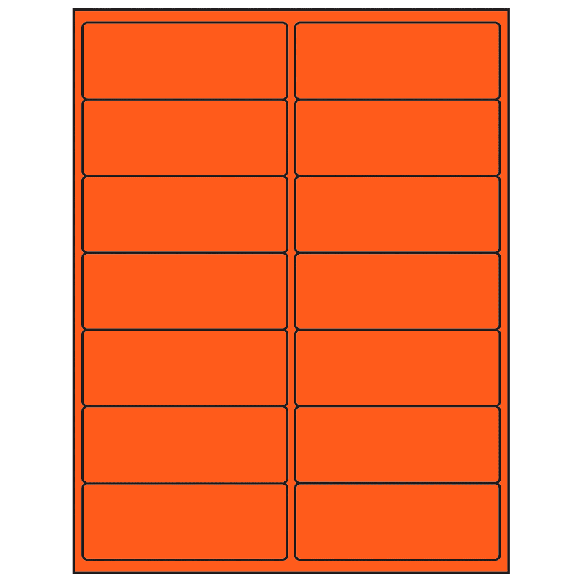 4" x 1.5" Fluorescent Red Rectangular Sheet Labels