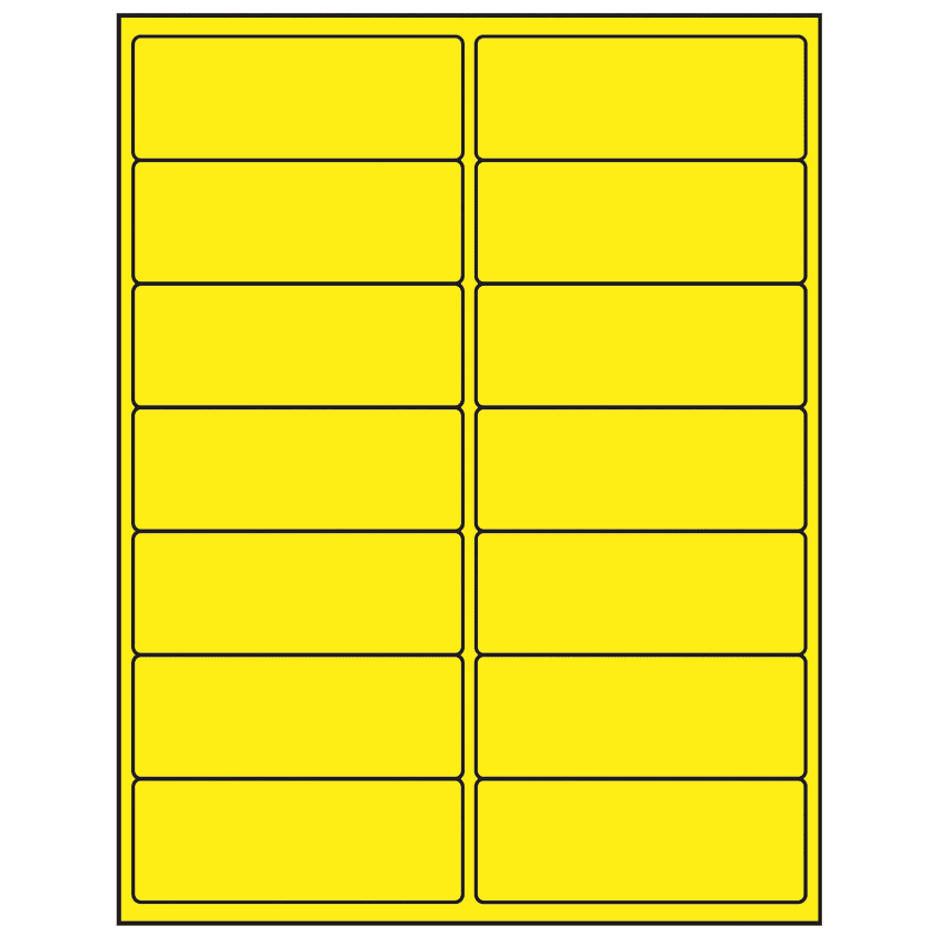 4" x 1.5" Fluorescent Yellow Rectangular Sheet Labels