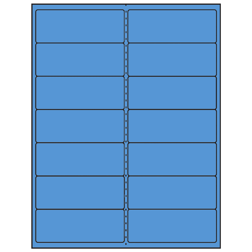 4" x 1.5" Fluorescent Blue Rectangular Sheet Labels