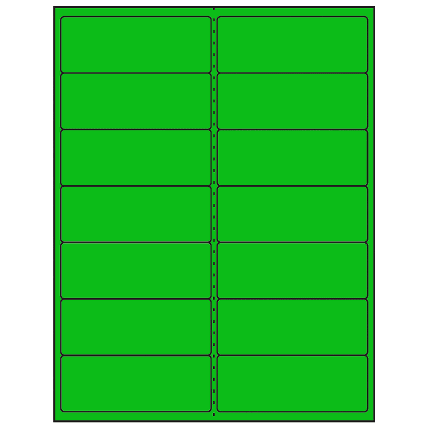4" x 1.5" Fluorescent Green Rectangular Sheet Labels