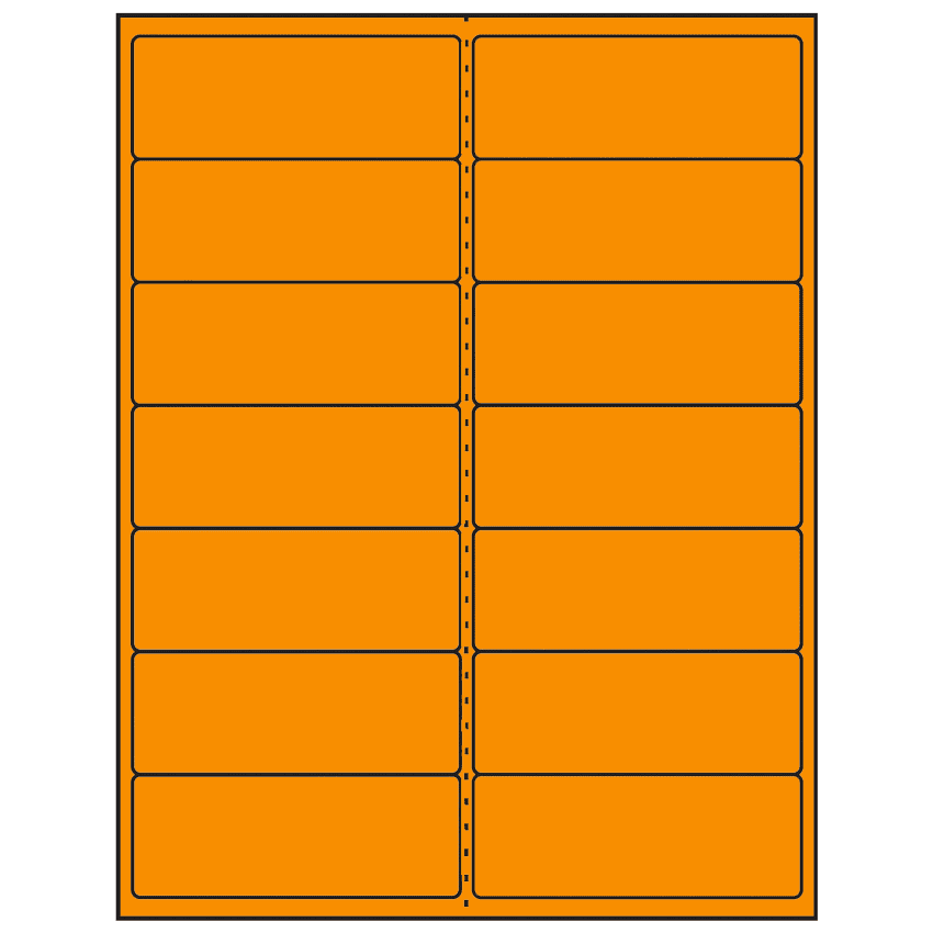 4" x 1.5" Fluorescent Orange Rectangular Sheet Labels