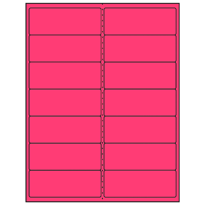 4" x 1.5" Fluorescent Pink Rectangular Sheet Labels