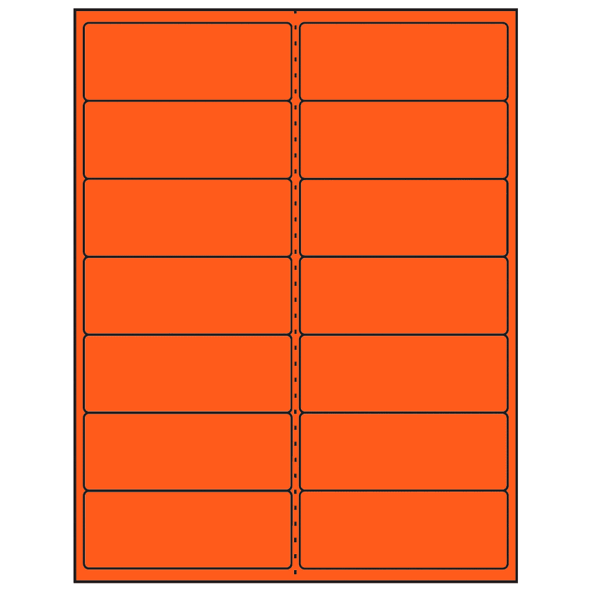 4" x 1.5" Fluorescent Red Rectangular Sheet Labels