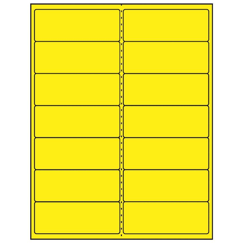 4" x 1.5" Fluorescent Yellow Rectangular Sheet Labels